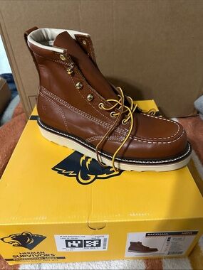 Backhaul Men's Tan Moc Toe Work Boot with Cushioned White Sole